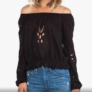 Free People Jewel Cut-Out Peasant Top